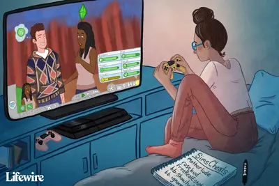 Gamer using cheat codes for Sims 4 on PS4
