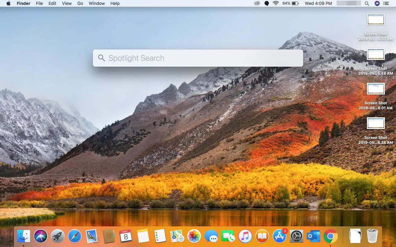 A caixa de pesquisa Spotlight no Mac