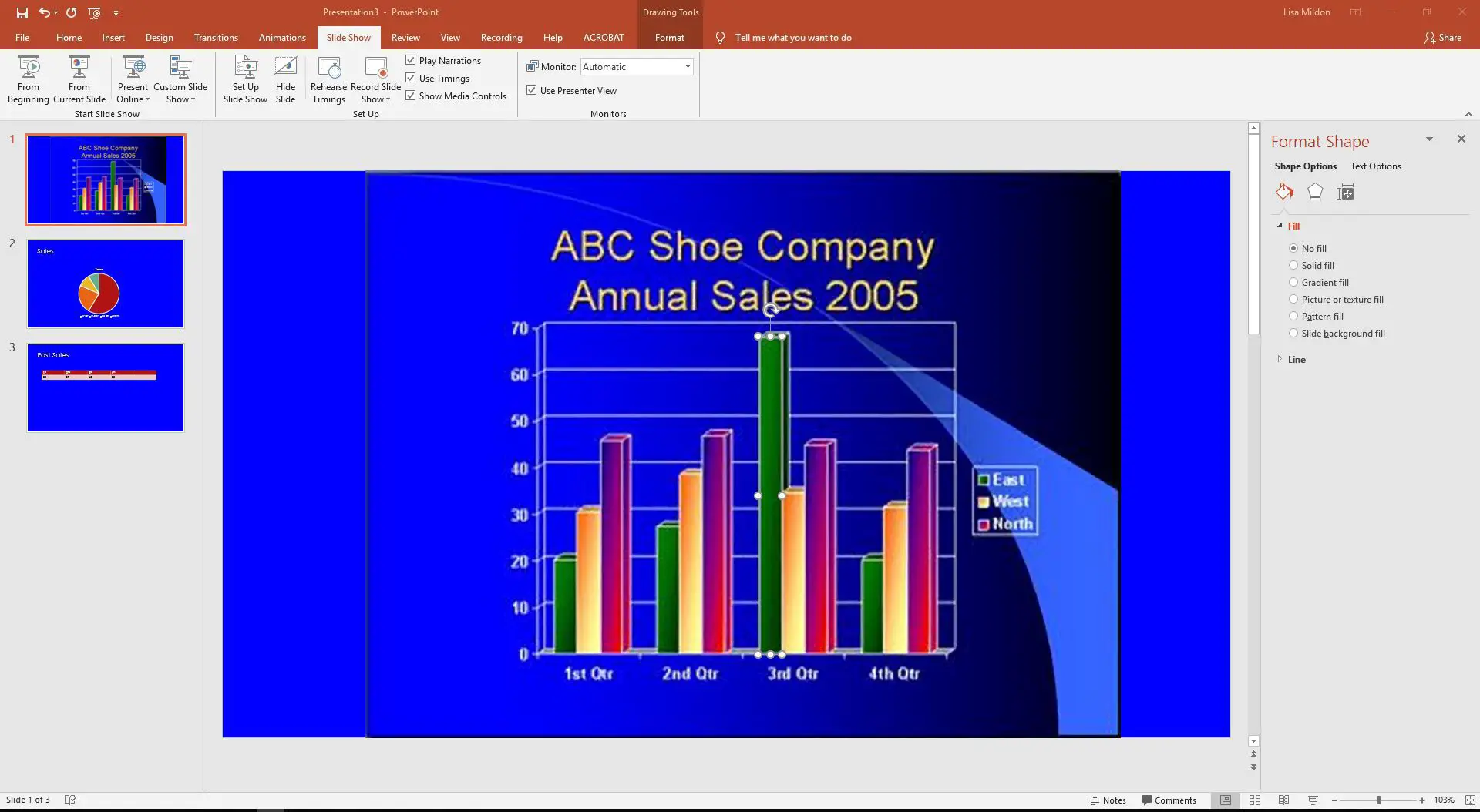 PowerPoint exibindo a guia de apresentação de slides.