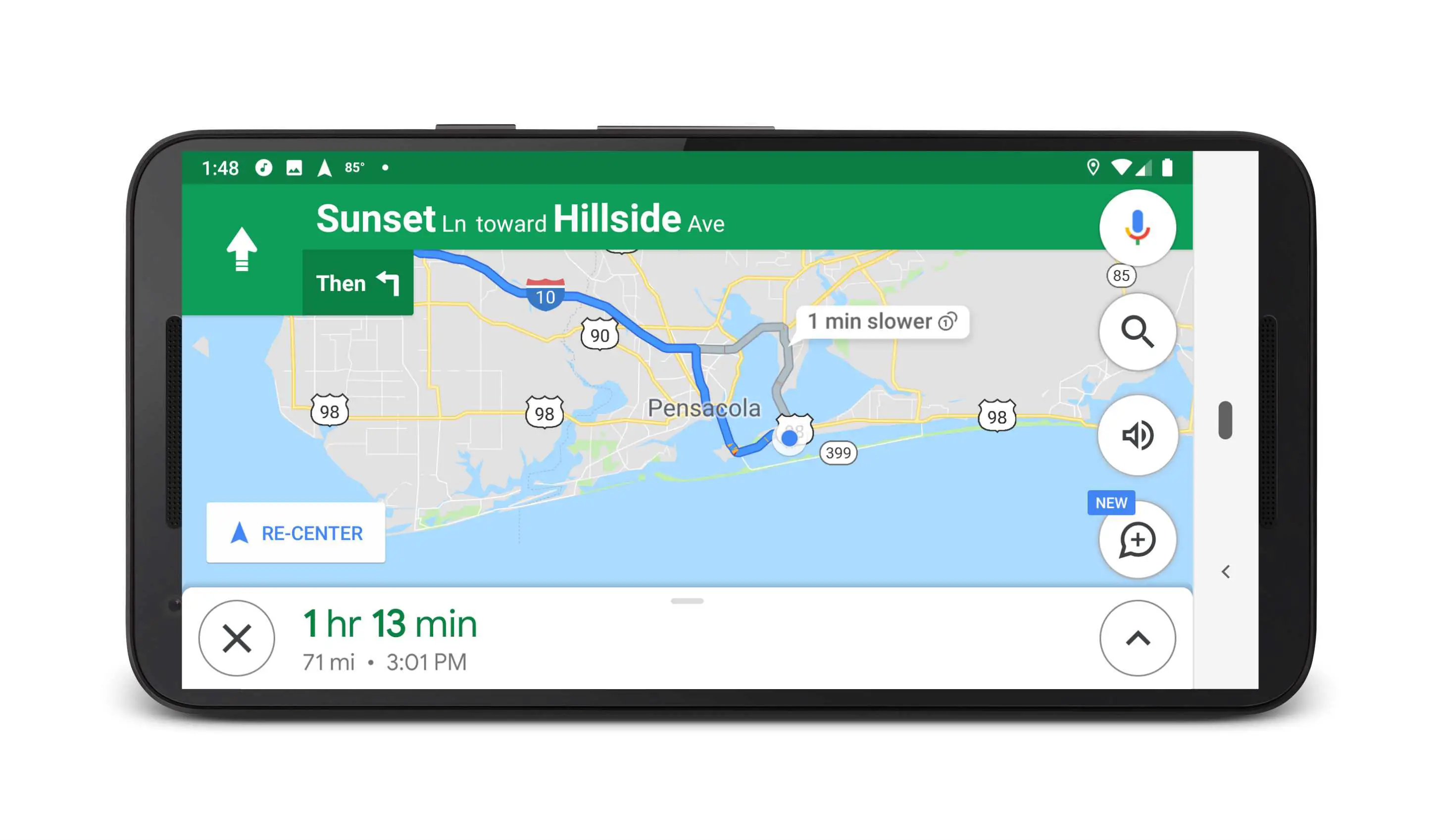 Google Assistente mostrando rotas alternativas no Google Maps