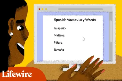 Pessoa digitando palavras do vocabulário em espanhol com a marca ~