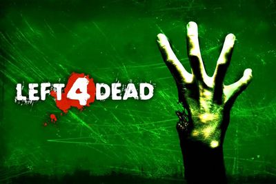 Left 4 Dead splash screen with upraised zombie hand