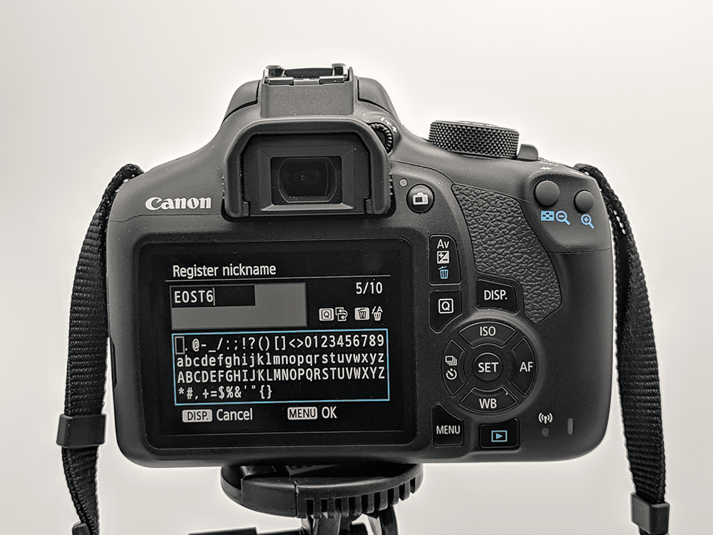 A função de apelido em uma Canon DSLR.