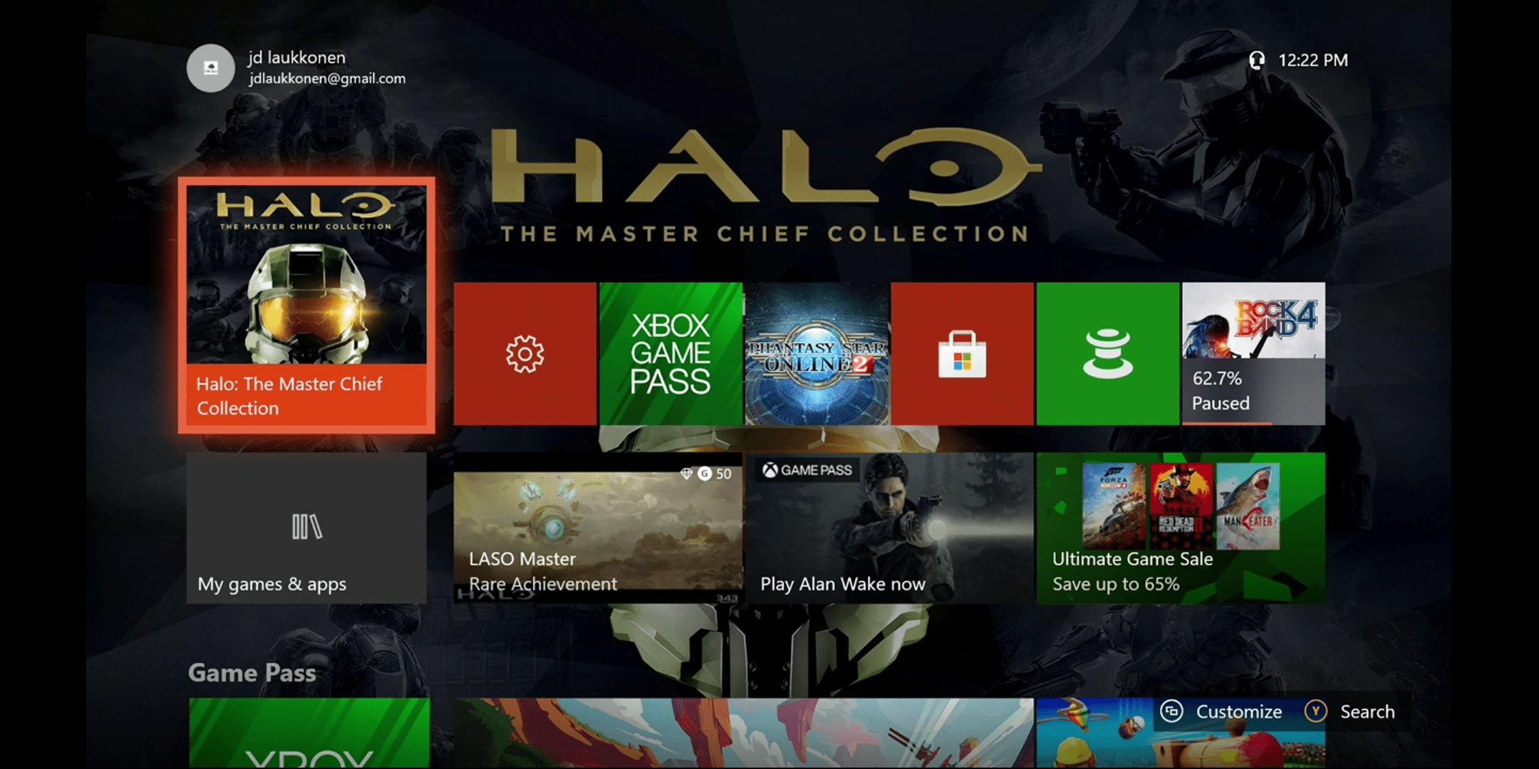 Uma captura de tela do streaming do Xbox One para um telefone.