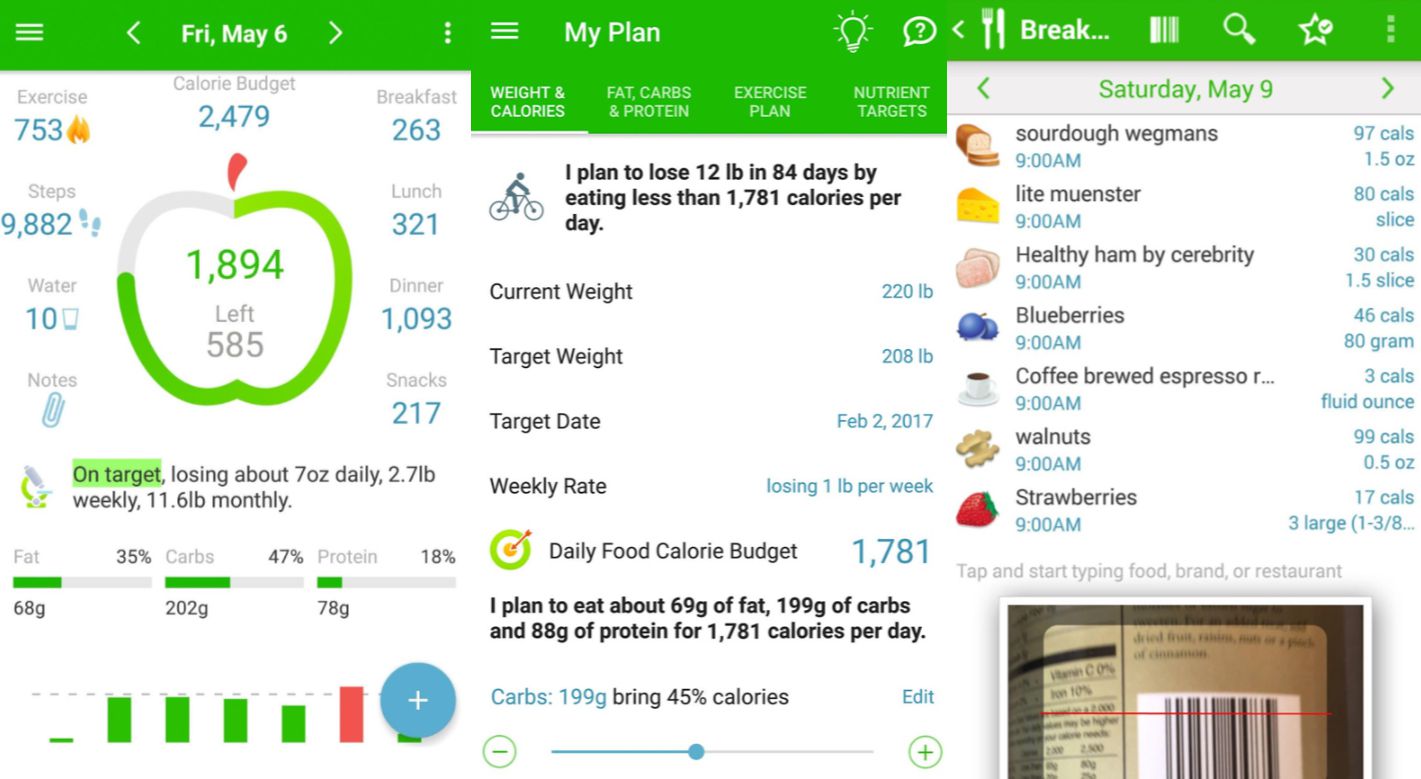 Aplicativo de contagem de calorias MyNetDiary em um iPhone da Apple