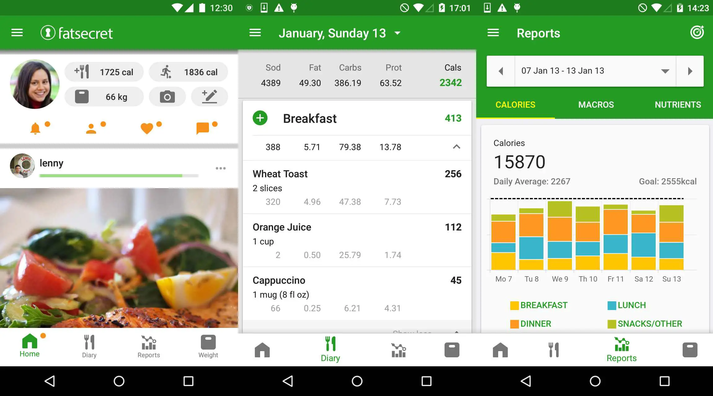 Aplicativo Calorie Counter da FatSecret no Android