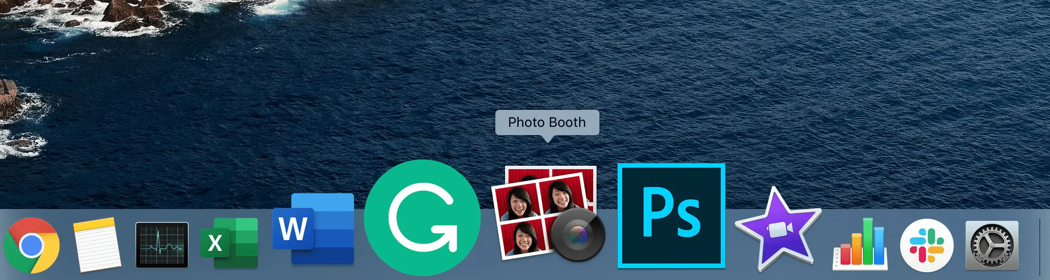Mac Dock mostrando o aplicativo Photo Booth