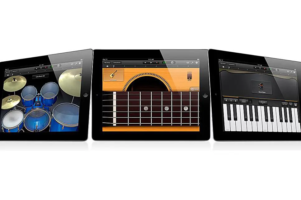 O aplicativo GarageBand para Apple iPad 2