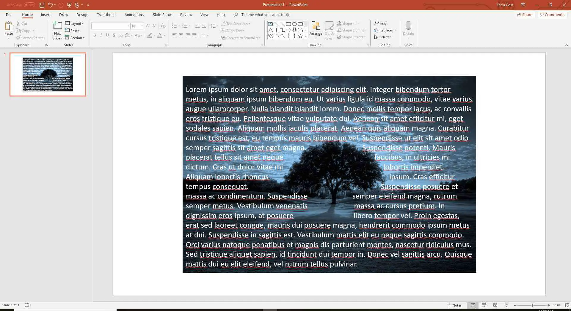 Use a barra de espaço para quebrar o texto no PowerPoint