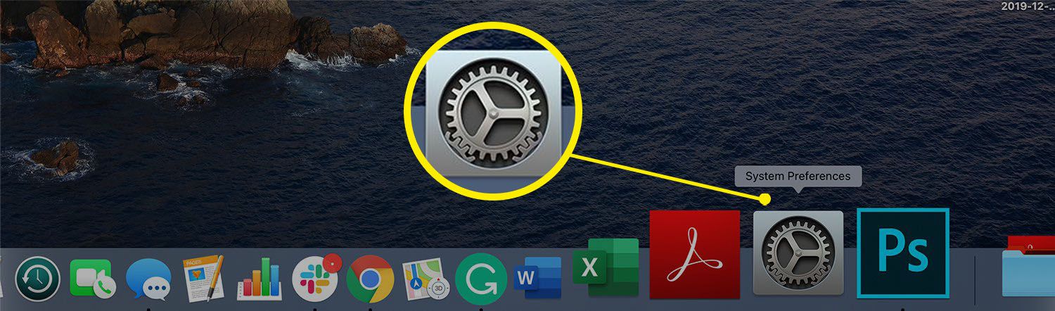 Ícone de Preferências do Sistema no Mac Dock