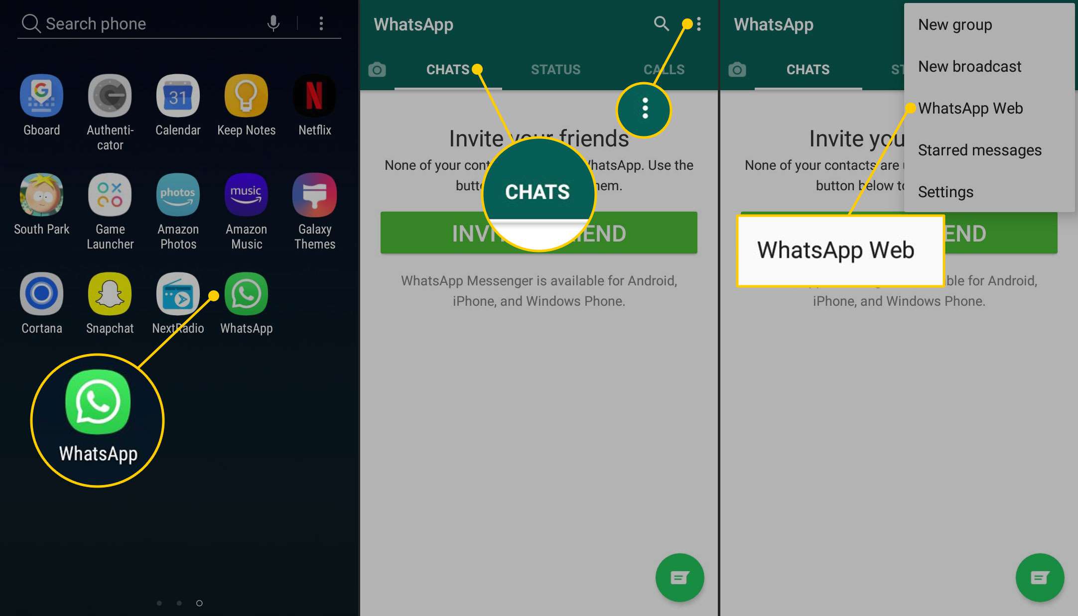 WhatsApp Web no aplicativo WhatsApp em um telefone Android