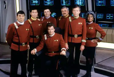 Atores no set de Star Trek V: The Final Frontier (1989)