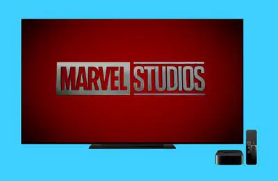 Logotipo da Marvel Studios em uma tela de TV