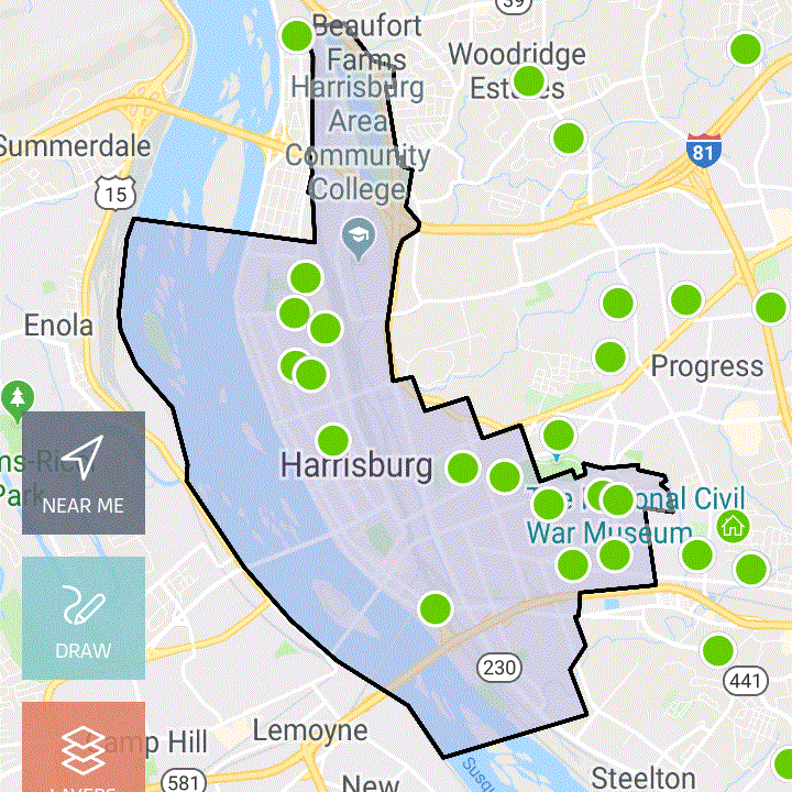 Uma captura de tela da visualização do mapa no aplicativo Zome.