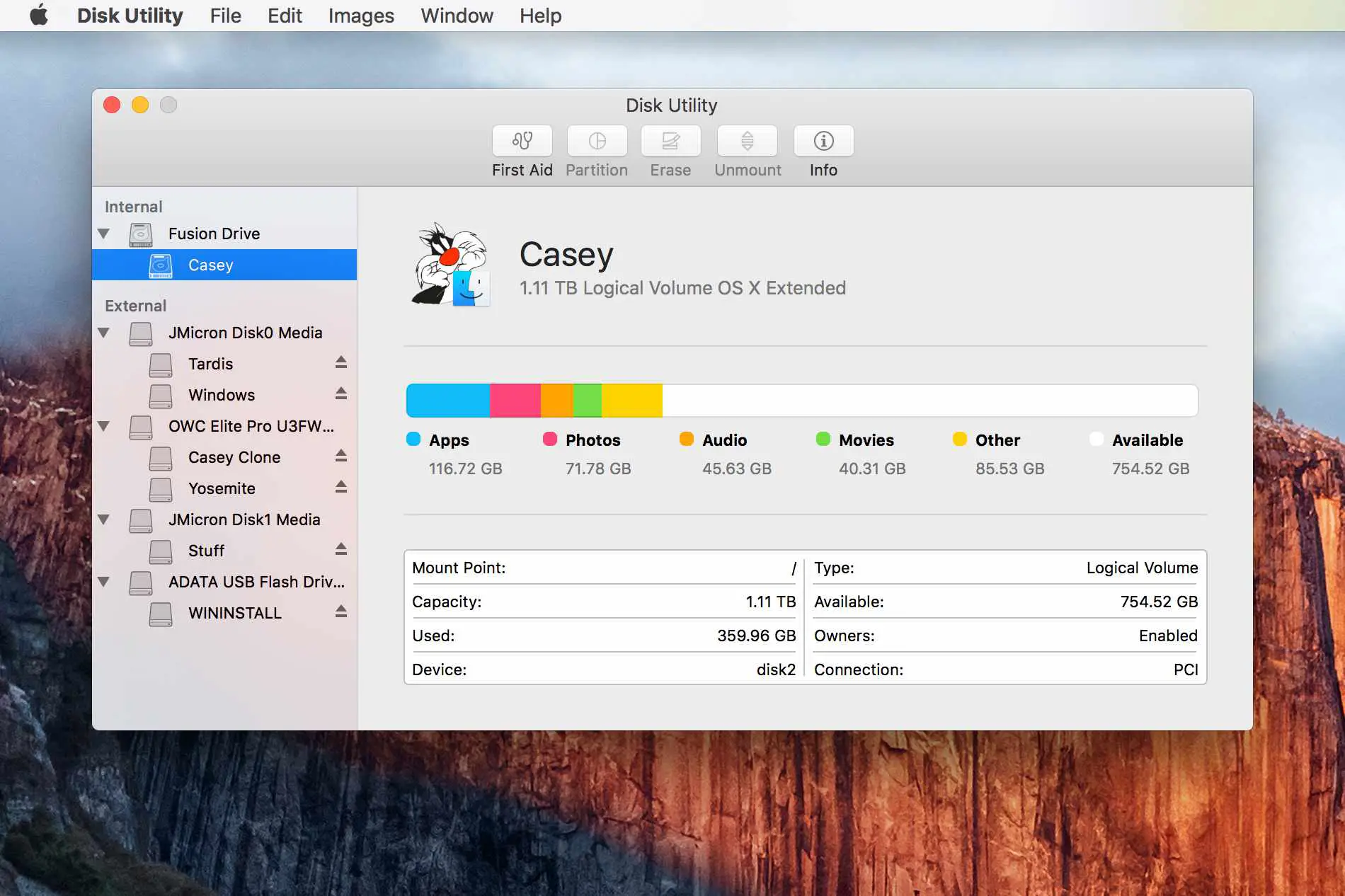 Utilitário de disco OS X El Capitan