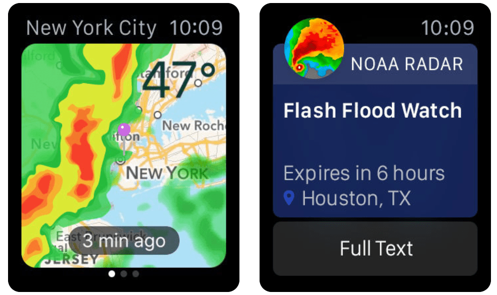 NOAA Radar Pro é a melhor opção para um aplicativo de clima no Apple Watch.