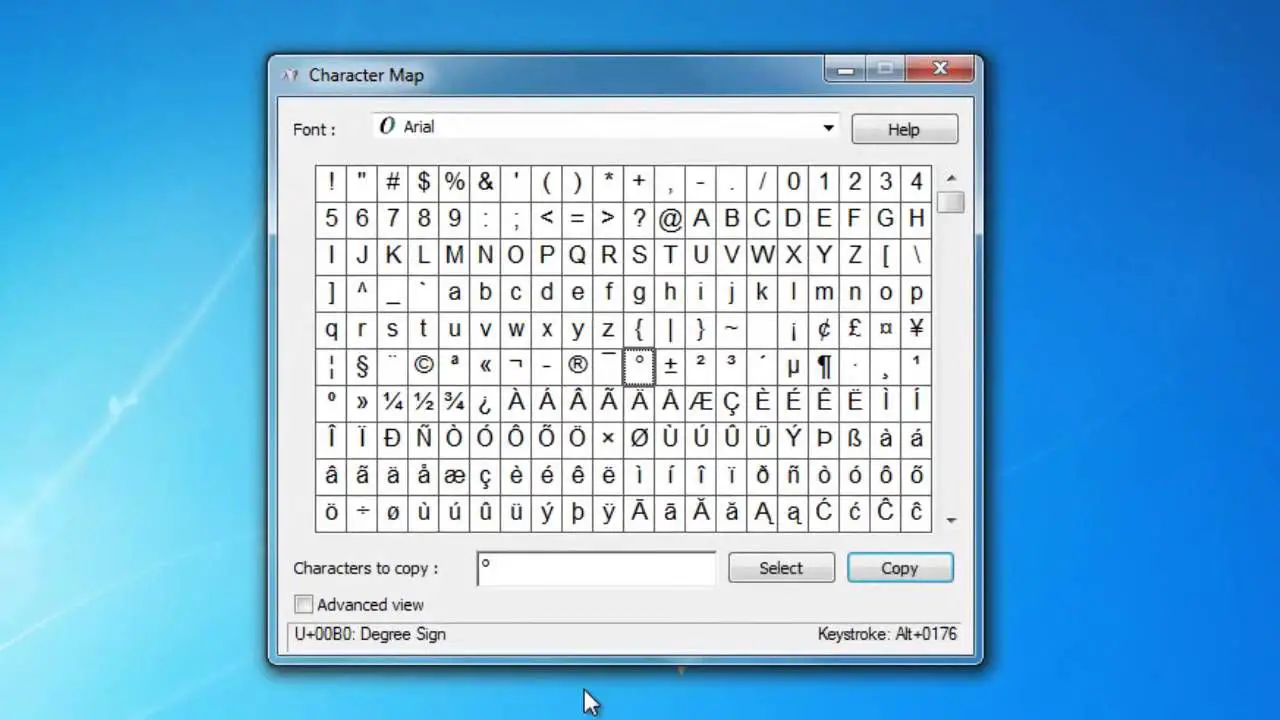 Mapa de caracteres do Microsoft Windows