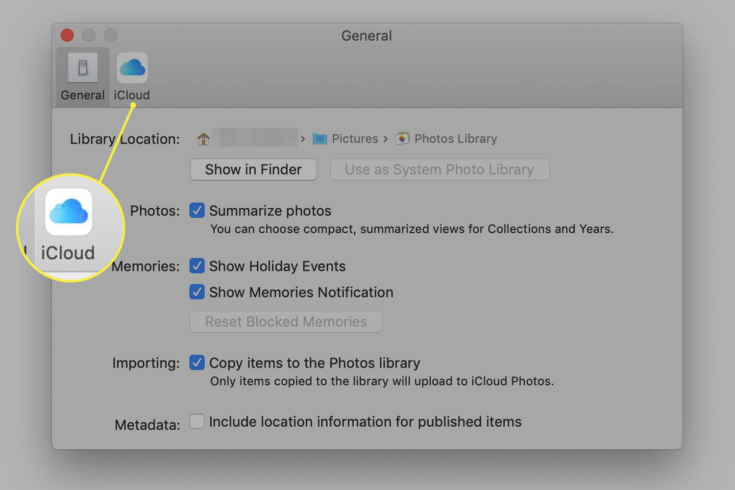 As preferências gerais do Fotos em um Mac