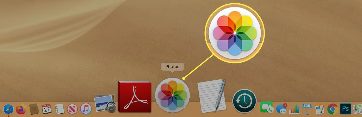 O ícone do aplicativo Fotos no Mac Dock