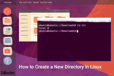 Ilustração animada de como criar um novo diretório no Linux.