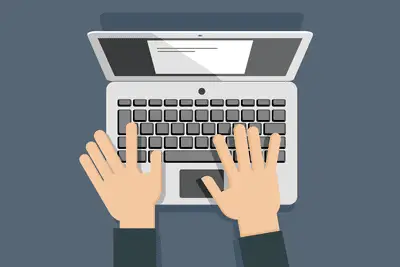 ilustração de mãos digitando no teclado
