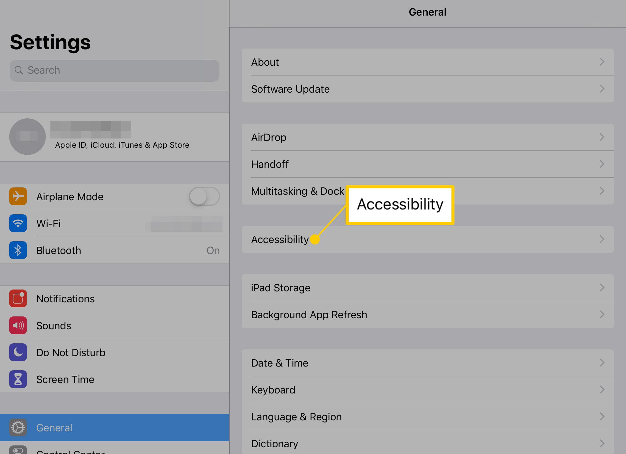 Configuração de acessibilidade no iPad