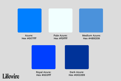 Ilustração de várias amostras de cores azuis
