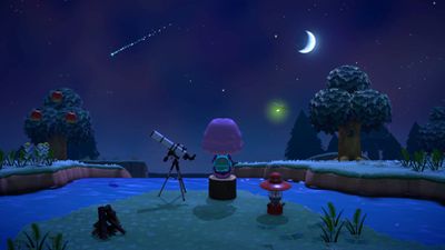 Captura de tela das estrelas cadentes do Animal Crossing: New Horizons