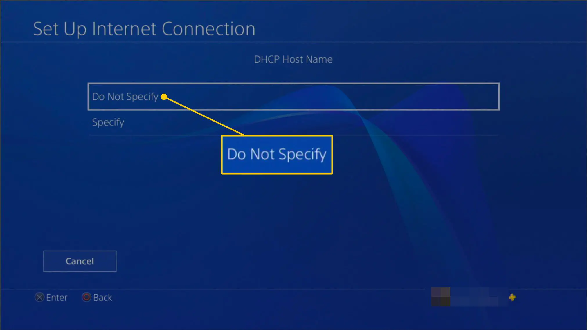 Configurações de host DHCP em um PS4