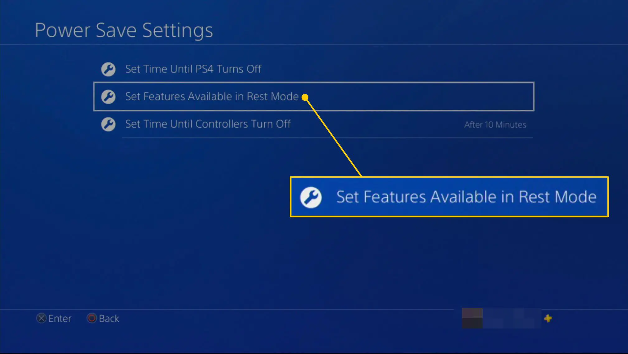Definir recursos disponíveis na opção Modo de descanso nas configurações do PS4
