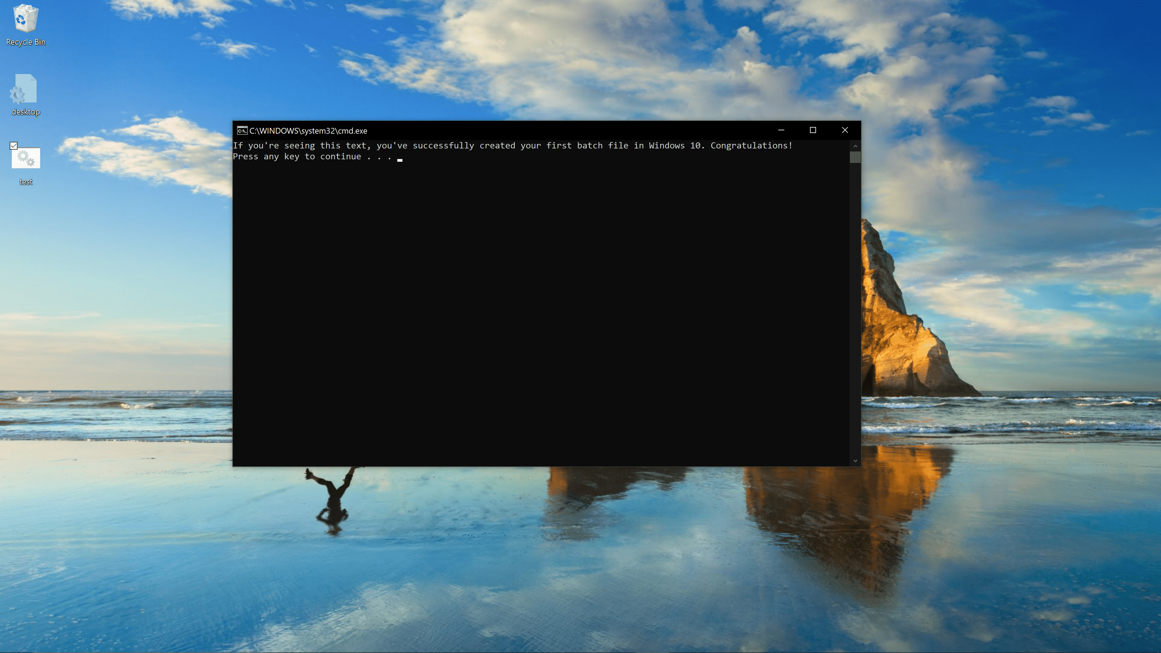 Um arquivo em lote executado no Windows 10.
