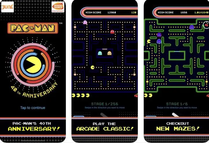 Pac-Man clássico jogo de arcade em um iPhone