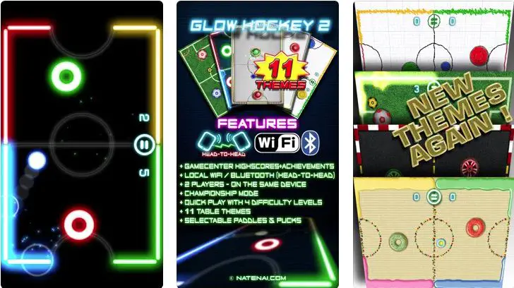 Jogo clássico de fliperama Glow Hockey em um iPHone