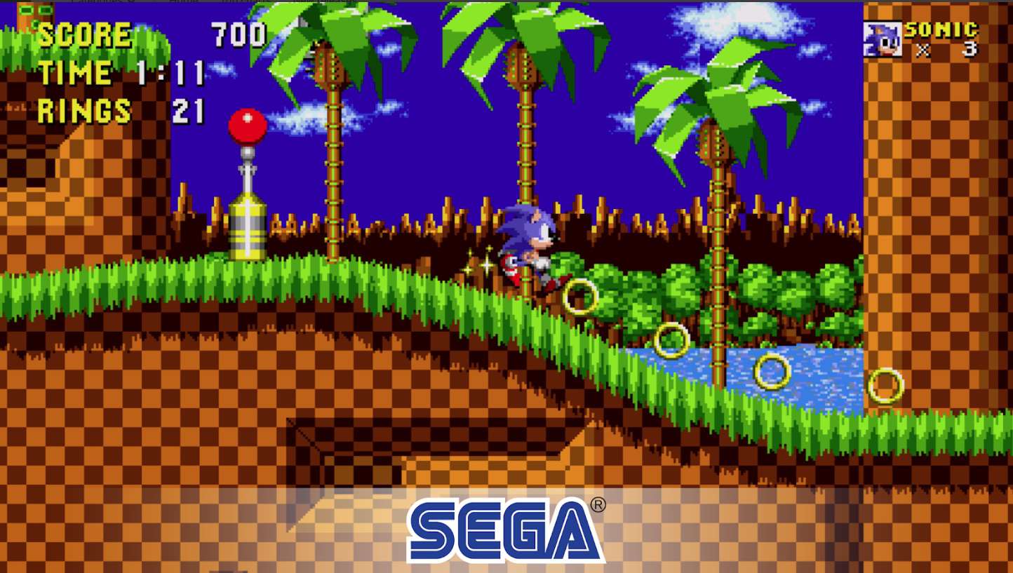 Sonic the Hedgehog clássico jogo de arcade em um dispositivo móvel