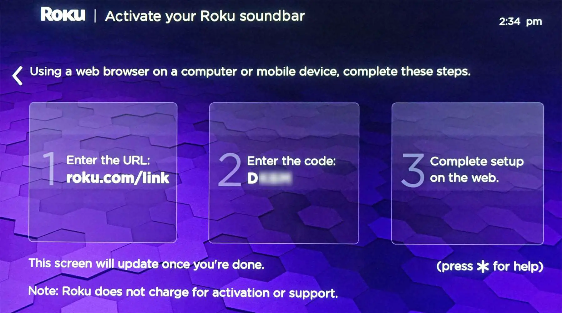 Roku Soundbar - Código do link / Configuração completa na web