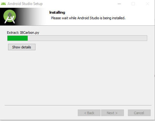 captura de tela do processo de instalação do Android Studio
