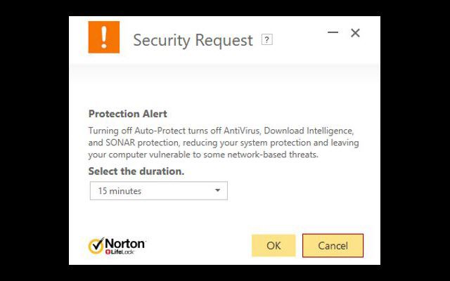 Uma captura de tela da janela do Norton Security para configurações de antivírus