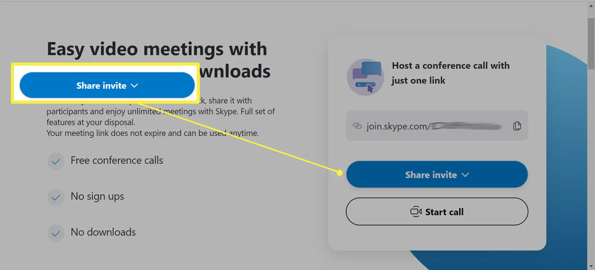 Usando o Skype Meet Now.