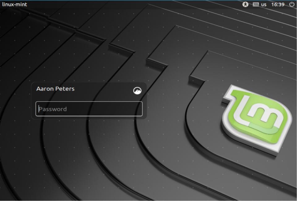 Tela de login do Linux Mint