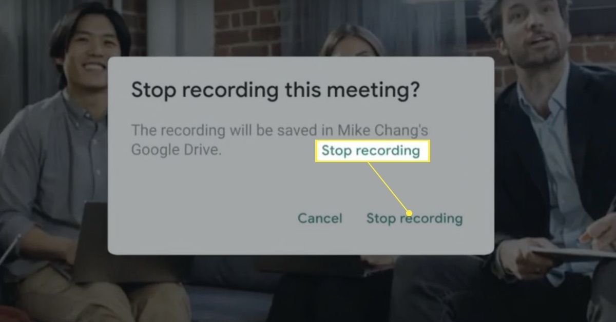 Pare o pop-up de confirmação de gravação no Google Meet.
