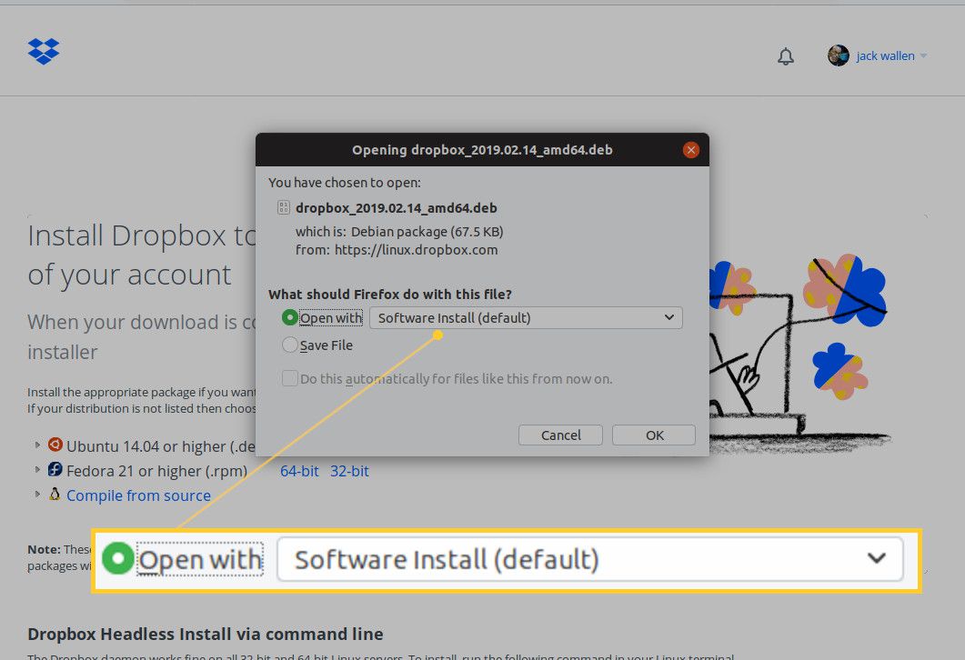 Captura de tela da instalação do Dropbox.