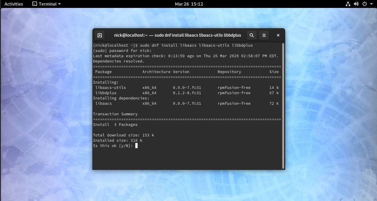 Instale bibliotecas Blu Ray no Fedora Linux