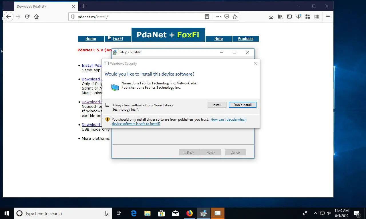 Windows 10 PdaNet + instalar dispositivo