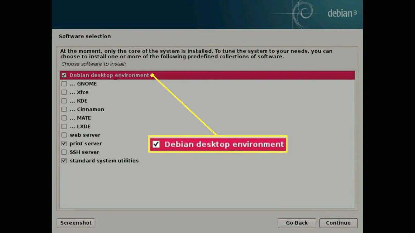 Escolha o ambiente de desktop Linux que deseja usar.