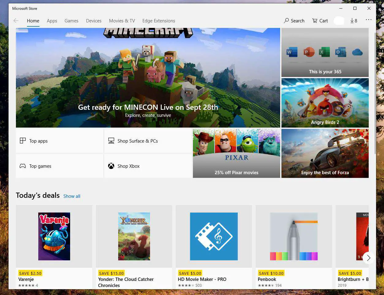 Captura de tela da Microsoft Store