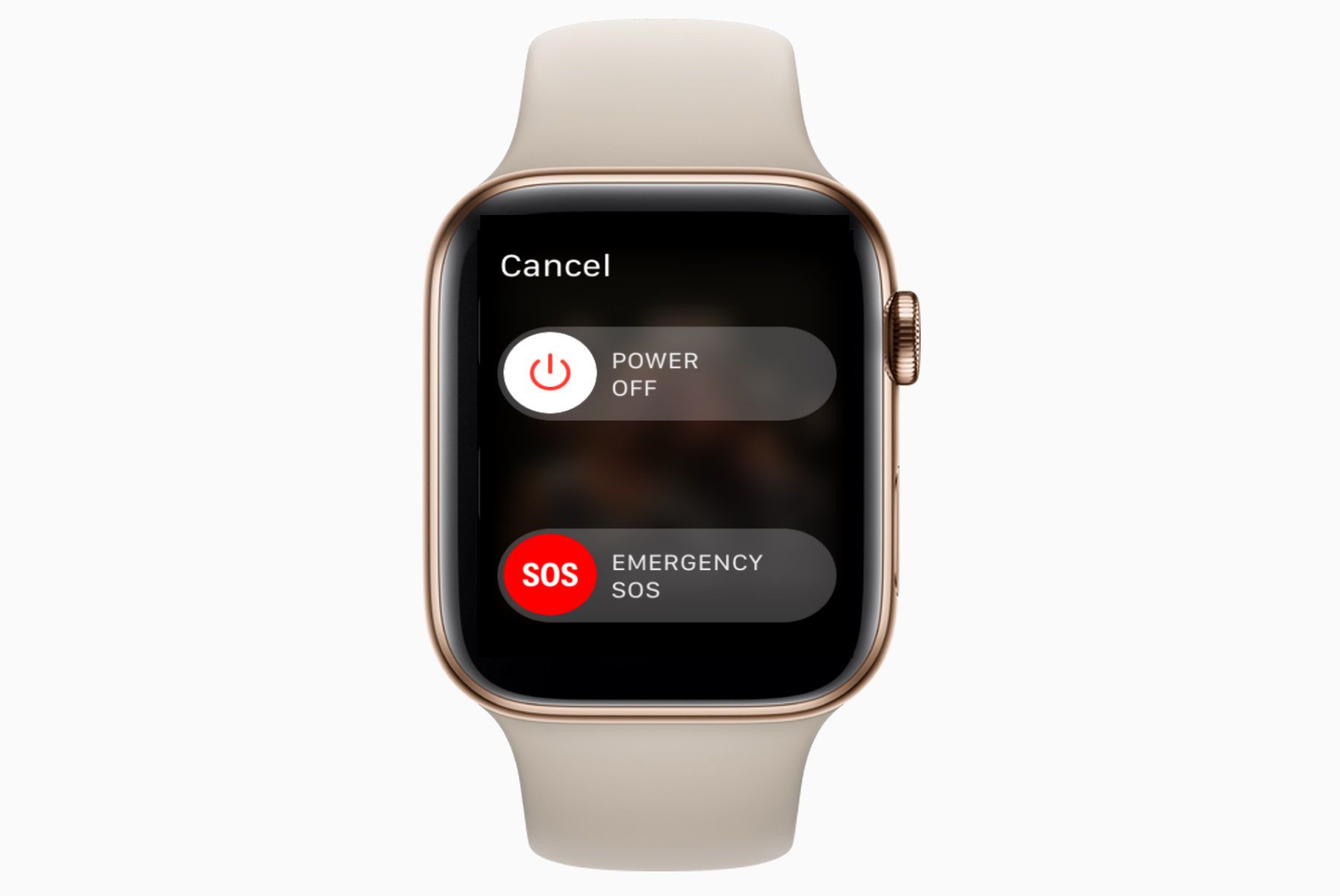 Um Apple Watch na tela de desligamento