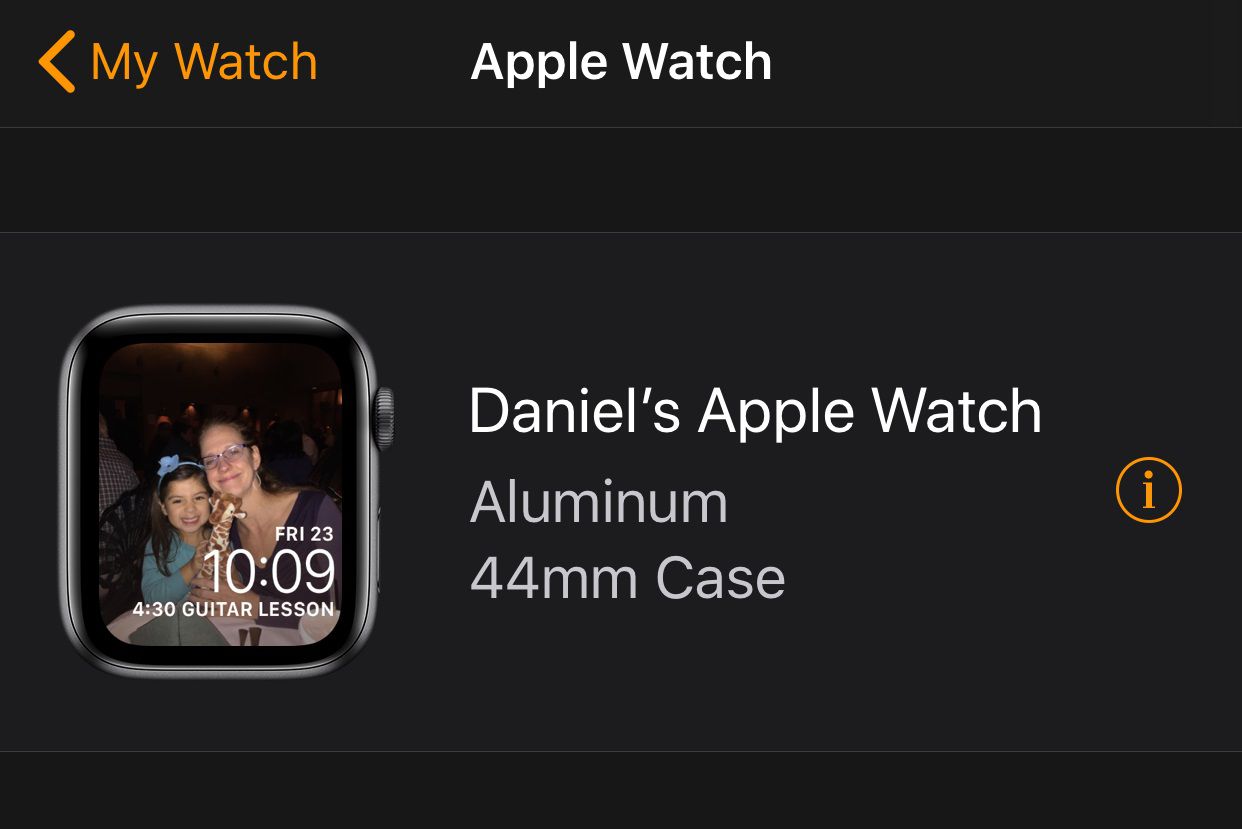 Captura de tela da tela de desemparelhar do Apple Watch