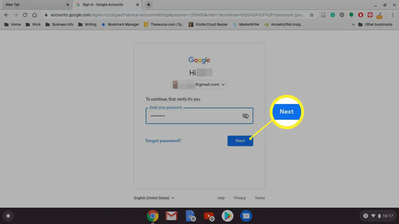 Verificando a senha no Google Chrome para Chromebook