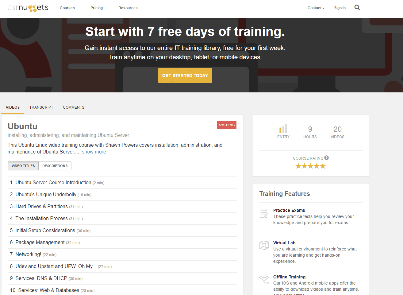 Cursos de treinamento CBT Nuggets Linux