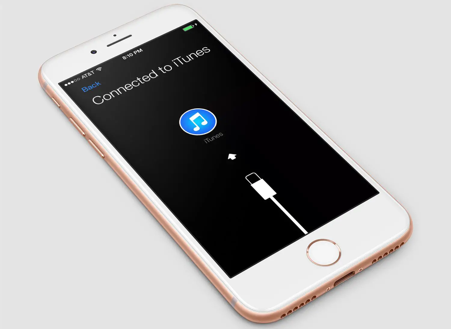 iPhone com tela conectada ao iTunes ativada